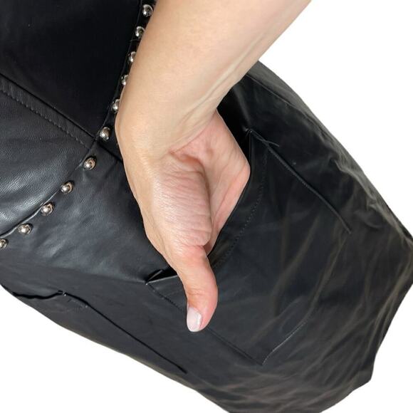 Forever 21 Black Faux Leather Dress with Studs Size Small Petite NWT - Picture 8 of 11